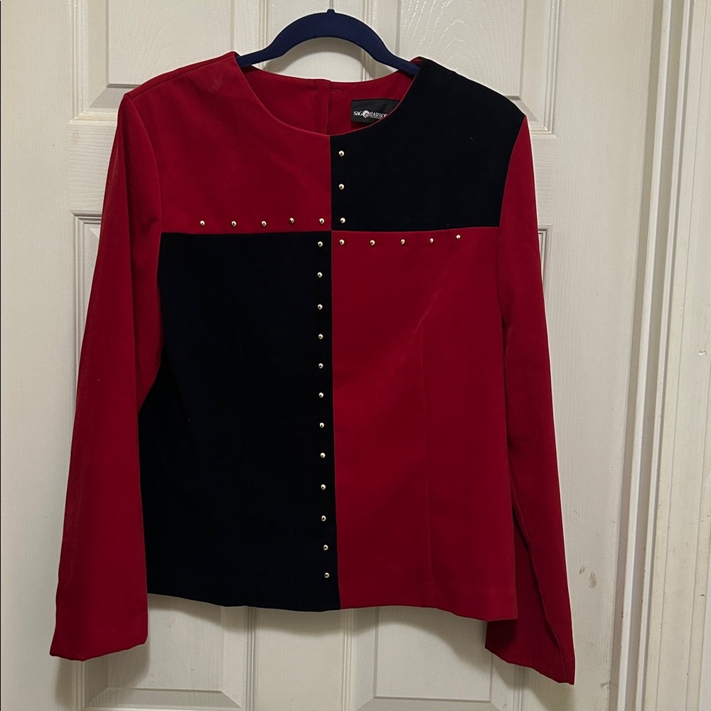 Sag Harbor red & black beaded sweater size 12